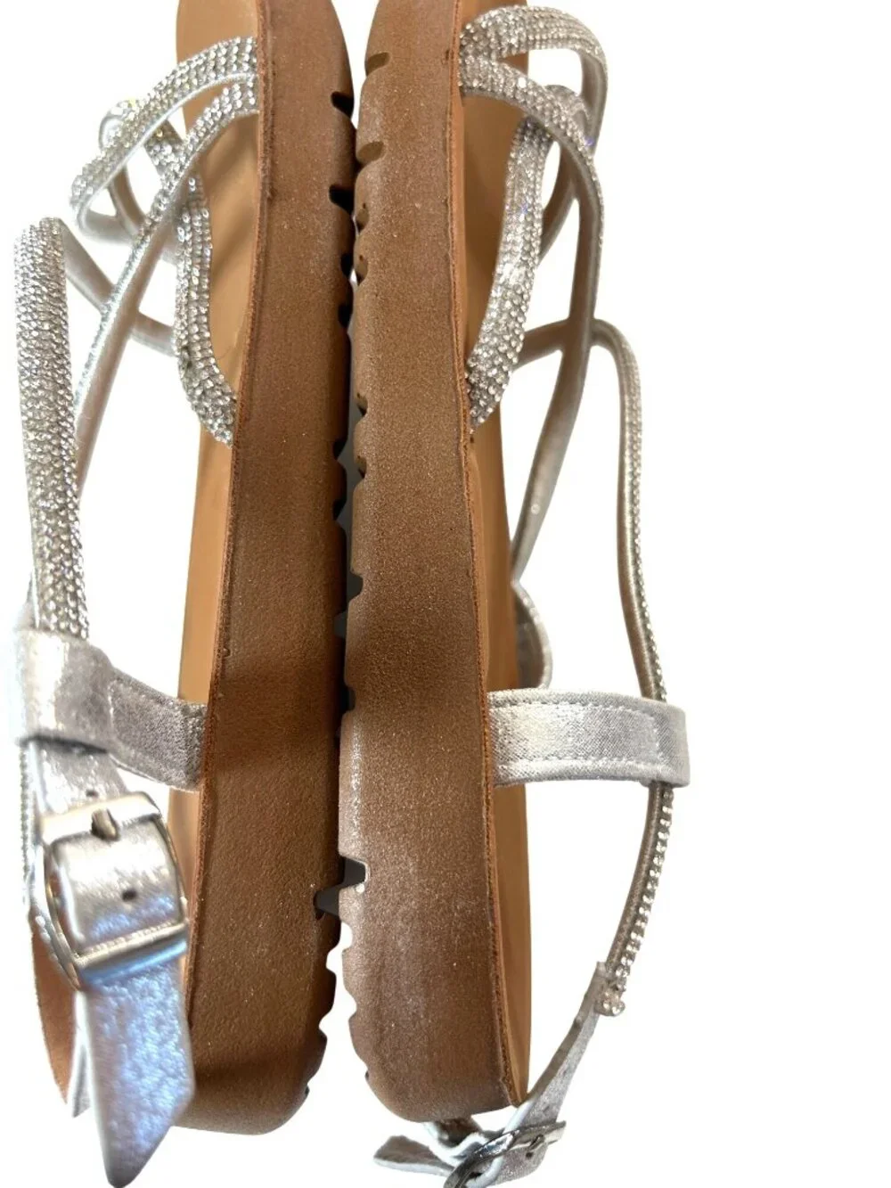 Link Comfort Girls Sandals Silver Sparkle Size 3